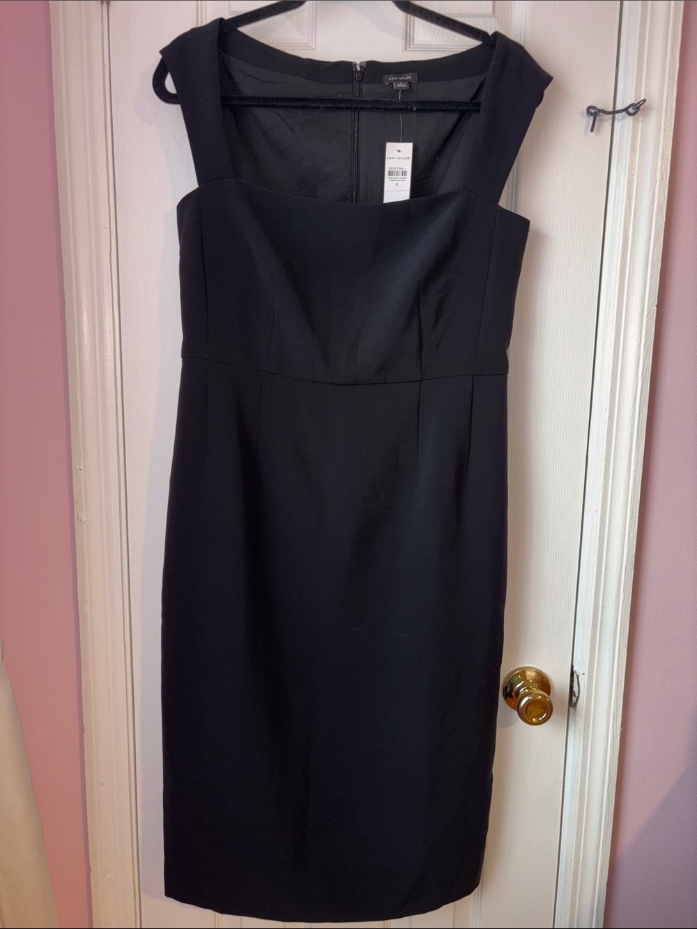 Ann Taylor Black Square-Neck Sheath Dress